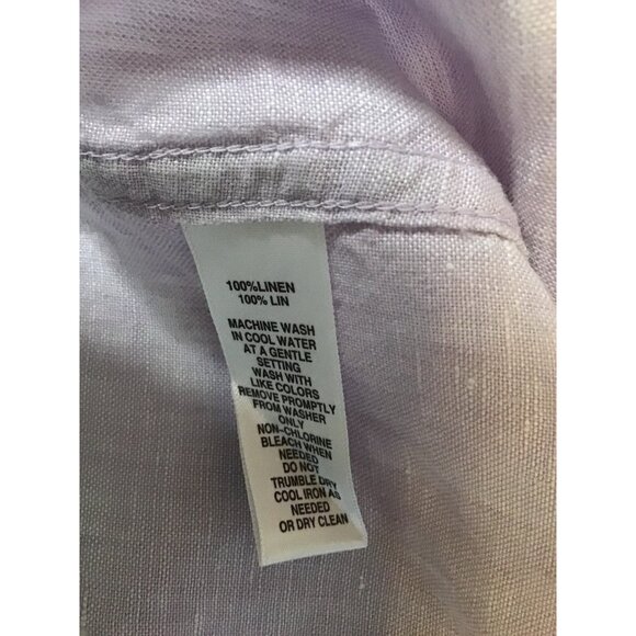 SAKS FIFTH AVENUE- MENS PURPLE CLASSIC FIT BUTTON DOWN 100% LINEN SIZE X-LARGE - Picture 8 of 8